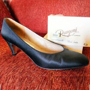 Rangoni Gardenia Black Satin Evening heels, 8.5B, Excellent condition